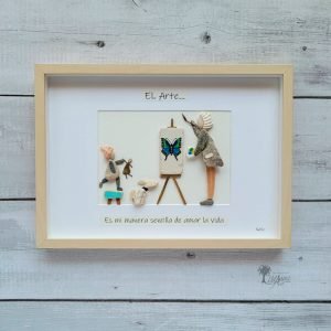 Cuadro de decoración con piedras hecho a mano en Barcelona El arte es mi manera sencilla de amar la vida UdanasArt