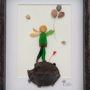 Cuadro de decoración con piedras personalizados hecho a mano con piedras y cristales de mar El principito UdanasArt