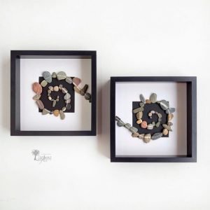 cuadros de decoración con piedras personalizados Espiral de Vida piedras con veta blanca natural enlazadas UdanasAr