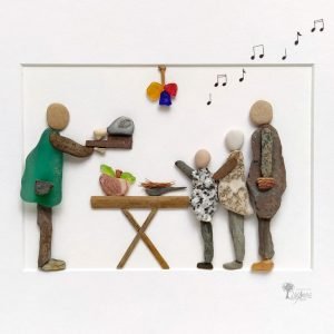 Cuadro con piedras Chicas, a la mesa