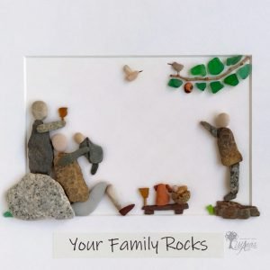 Cuadro con piedras Your family rocks, celebrating life
