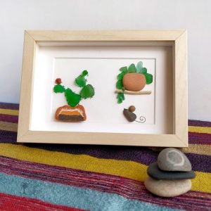 Cuadro con piedras Ratoncito Pérez y sus plantas