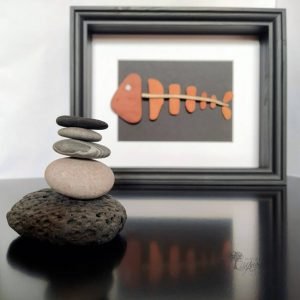 Cuadro decorativo con piedras Como pez en el agua