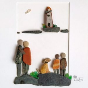 Cuadro de decoración hecho con piedras My lighthouse