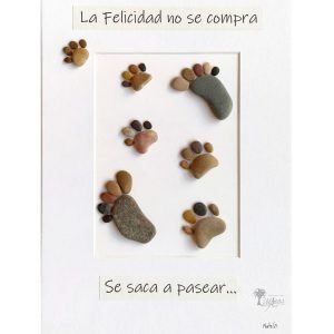 Cuadro con piedras La felicidad no se compra, se saca a pasear