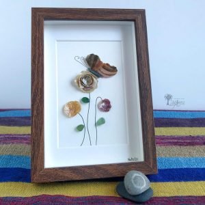 Cuadro decorativa con piedras Mariposa de mar