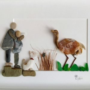 Cuadro con piedras Observando la migración de las grullas