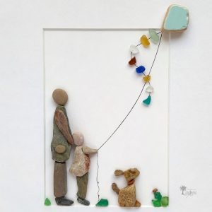 Cuadro con piedras Cometa azul