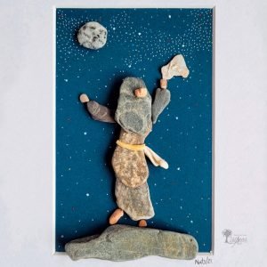 Cuadro con piedras Gitana bailando con la luna