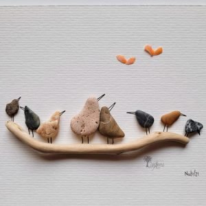 Cuadro con piedras Llegan los primos del norte