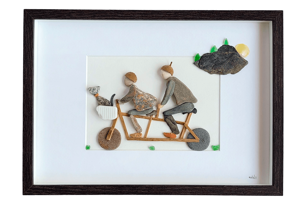 Cuadro con piedras Bicicleta