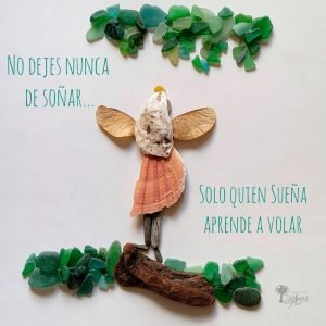 Frase motivadora con piedras No dejes de soñar hecho a mano en Barcelona.