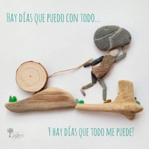 Frase motivadora con piedras Hay días que puedo con todo hecho a mano en Barcelona.
