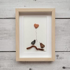 Regalo día de San Valentín decoración del hogar Cuadro con piedras Te Quiero hecho a mano en Barcelona UdanasArt