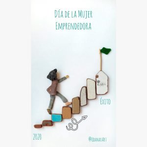 Frase motivadora con piedras Día de la mujer emprendedora hecho a mano en Barcelona.