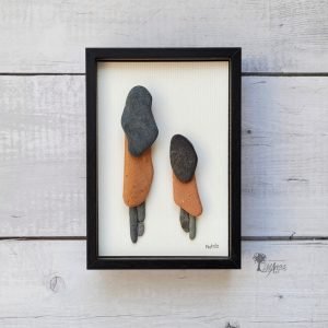 Decoración para el hogar regalo para el día de las madres Cuadro con piedras tal para cual hecho a mano con guijarros ladrillos del mar UdanasArt