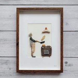 Cuadro de decoración personalizado hecho a mano con piedras madera de deriva conchas marinas regalo día del padre Oído cocina UdanasArt