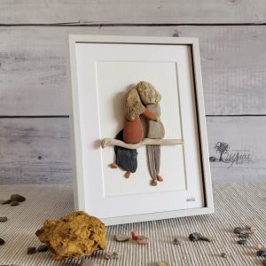 Cuadro de decoración personalizado hecho a mano con piedras guijarros madera de deriva madre e hija Siempre juntas regalo día de la madre UdanasArt