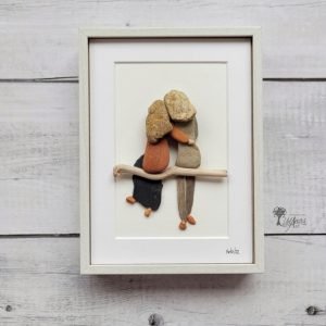 Cuadro de decoración personalizado hecho a mano con piedras guijarros madera de deriva madre e hija Siempre juntas regalo día de la madre UdanasArt