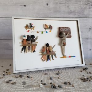 Decoración hogar Cuadro con piedras La Maestra regalo original de fin de curso Hecho a mano en Barcelona pieza única UdanasArt
