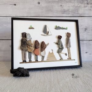 Regalo original Cuadro con piedras Siempre unidos Familia hecho a mano en Barcelona decoración del hogar Pieza única UdanasArt