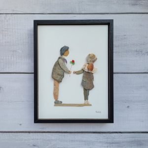 Cuadro con piedras te regalo una rosa regalo especial día de Sant Jordi hecho a mano pieza única Barcelona UdanasArt Decoración hogar
